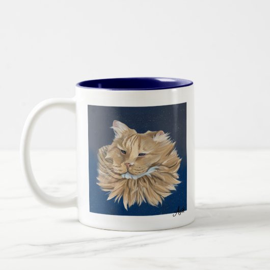 Handgeschilderde gouden Tabby Cat Print op basis v Tweekleurige Koffiemok (Links)