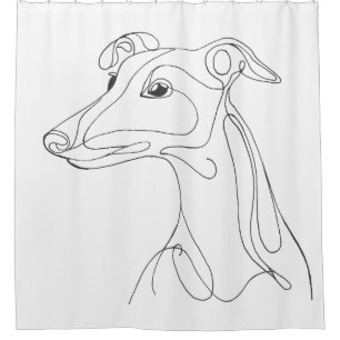 Handgeschilderde Greyhound-lijn Kunst Douchegordijn