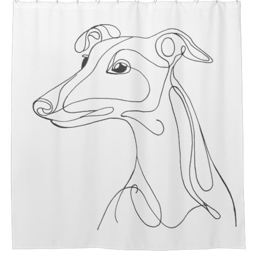 Handgeschilderde Greyhound-lijn Kunst Douchegordijn (Voorkant)