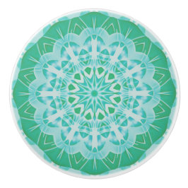 Handgeschilderde groene turquoise abstracte mandal keramische knop