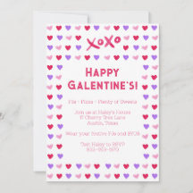 Handgeschilderde harten Galentines Day uitnodiging