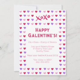 Handgeschilderde harten Galentines Day uitnodiging