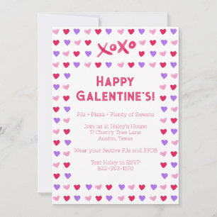 Handgeschilderde harten Galentines Day uitnodiging