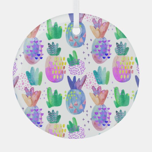 Handgeschilderde herfstbloemen, naadloos patroon. glas ornament (Voorkant)