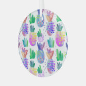 Handgeschilderde herfstbloemen, naadloos patroon. glas ornament (Voorkant links)