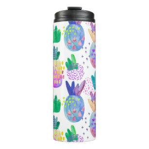 Handgeschilderde herfstbloemen, naadloos patroon. thermosbeker