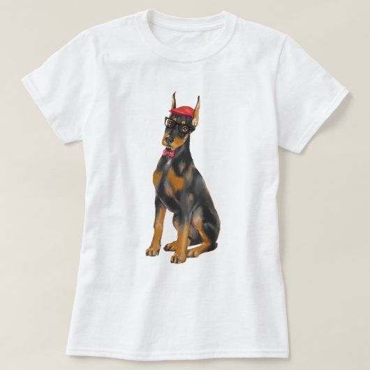 Handgeschilderde Hip Doberman Pinscher Dog T-shirt (Design voorkant)