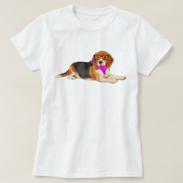 Handgeschilderde Hipster Beagle Dog T-shirt