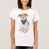 Handgeschilderde Hipster Jack Russell Terrier Dog T-shirt (Voorkant)