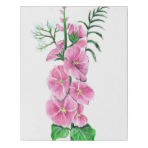 Handgeschilderde Hollyhock Wall Art