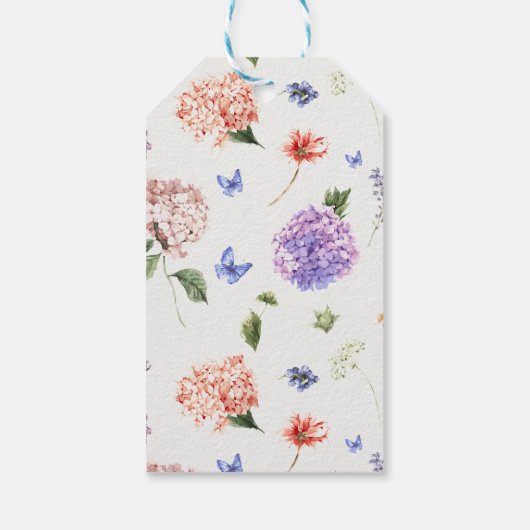 Handgeschilderde Hydrangea Floral Wedding Bedankt Cadeaulabel (Achterkant)