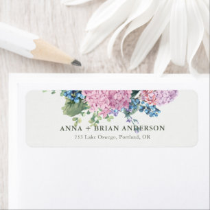 Handgeschilderde Hydrangea Wedding Return Adres Etiket
