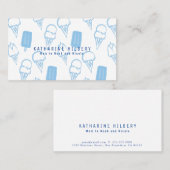 Handgeschilderde Ice Cream Pattern Blue Mommy Visitekaartje (Voorkant / Achterkant)