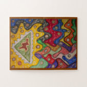 Handgeschilderde indruk Afrikaans aboriginal type Legpuzzel (Horizontaal)