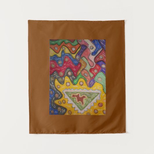 Handgeschilderde indruk Afrikaans aboriginal type Wandkleed (Voorkant)