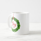 Handgeschilderde Joyful Wreath Holiday Koffiemok (Voorkant links)