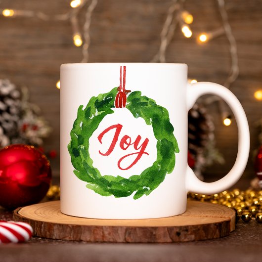 Handgeschilderde Joyful Wreath Holiday Koffiemok