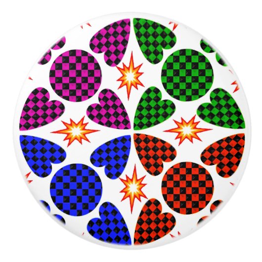 Handgeschilderde keramische knop - artistieke kast (Voorkant)