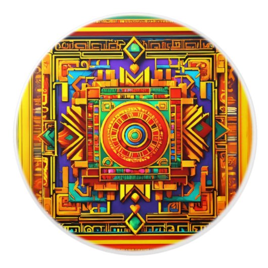 Handgeschilderde keramische knop - artistieke kast (Voorkant)