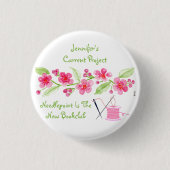 Handgeschilderde Kersenbloesem Borduurwerk Ronde Button 3,2 Cm (Voorkant)