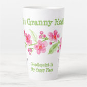 Handgeschilderde kersenbloesems Granny Needlepoint Latte Mok (Voorkant)