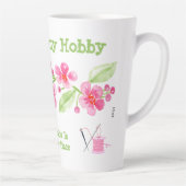 Handgeschilderde kersenbloesems Granny Needlepoint Latte Mok (Rechts)