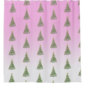 Handgeschilderde kerstbomen Abstract Douchegordijn