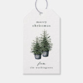Handgeschilderde kerstbomen in potten Kerst Cadeaulabel (Voorkant)