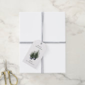 Handgeschilderde kerstbomen in potten Kerst Cadeaulabel (Met Touw)
