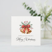 Handgeschilderde kerstklokken & groen Kerstmis Feestdagenkaart (Staand voorkant)