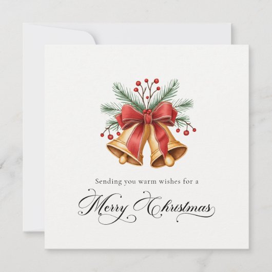 Handgeschilderde kerstklokken & groen Kerstmis Feestdagenkaart (Voorkant)