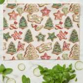 Handgeschilderde kerstkoekjes theedoek (Gevouwen)