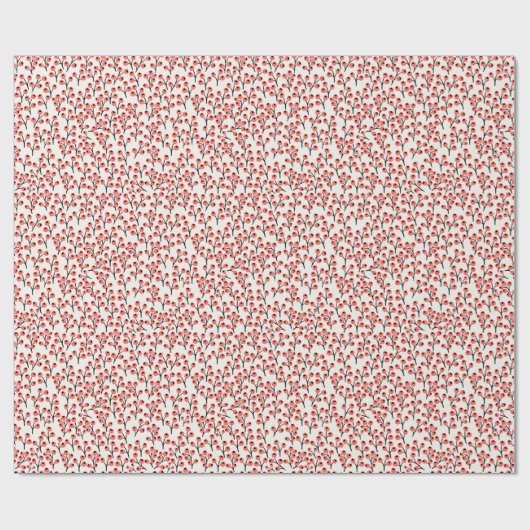 Handgeschilderde Kersttakken Bessen Rood Wit Cadeaupapier (Vlak)