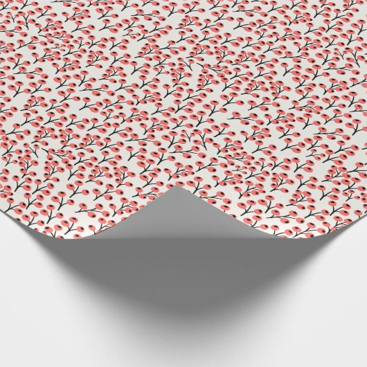 Handgeschilderde Kersttakken Bessen Rood Wit Cadeaupapier (Hoek)