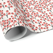 Handgeschilderde Kersttakken Bessen Rood Wit Cadeaupapier (Rol Hoek)