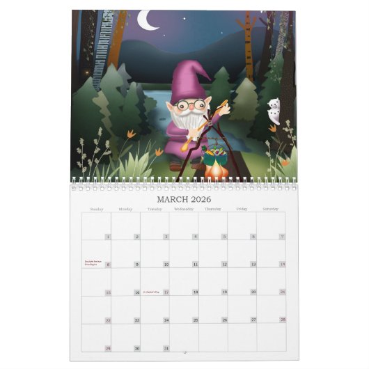 Handgeschilderde kinderboekillustratie 2025 kalender (Mar 2026)