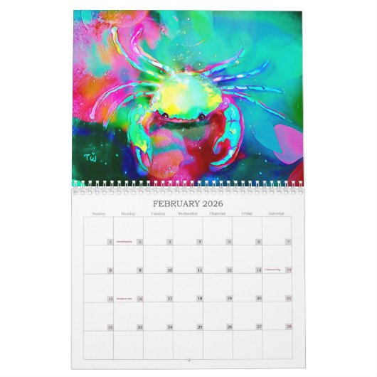 Handgeschilderde kinderboekillustratie 2025 kalender (Feb 2026)