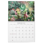 Handgeschilderde kinderboekillustratie 2026 kalender (Feb 2027)
