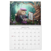 Handgeschilderde kinderboekillustratie 2026 kalender (Mar 2026)