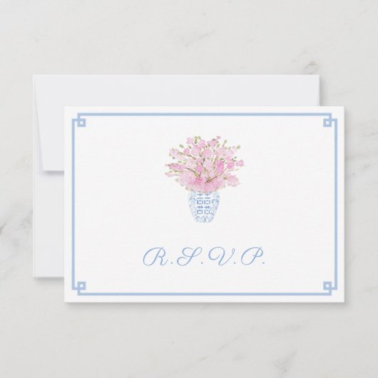 Handgeschilderde klassieke gember pot bruiloft maa RSVP kaartje (Voorkant)