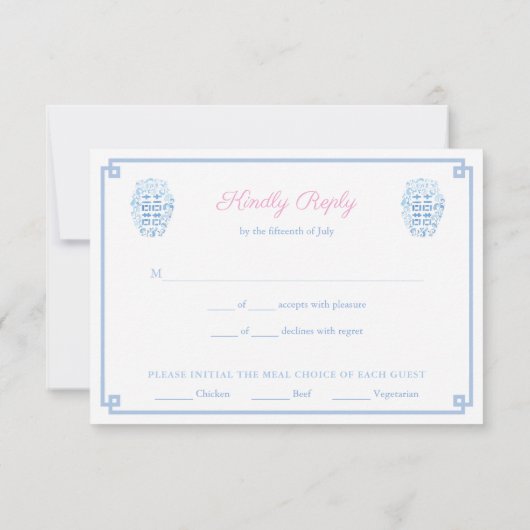 Handgeschilderde klassieke gember pot bruiloft maa RSVP kaartje (Achterkant)