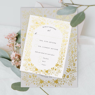 Handgeschilderde kleine bloemetjes Bloemen Lijst R Folie Feestdagen Briefkaart