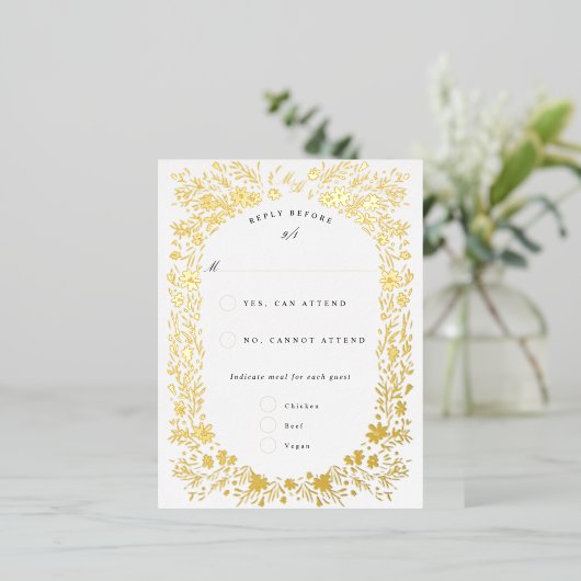 Handgeschilderde kleine bloemetjes Bloemen Lijst R Folie Feestdagen Briefkaart (Staand Voorkant)