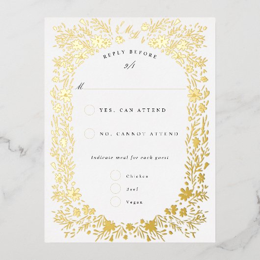 Handgeschilderde kleine bloemetjes Bloemen Lijst R Folie Feestdagen Briefkaart (Voorkant)