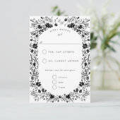 Handgeschilderde kleine bloemetjes Bloemen Lijst RSVP Kaartje (Staand voorkant)