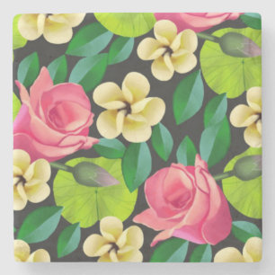 Handgeschilderde kleurrijke bloemen Design-67459 Stenen Onderzetter