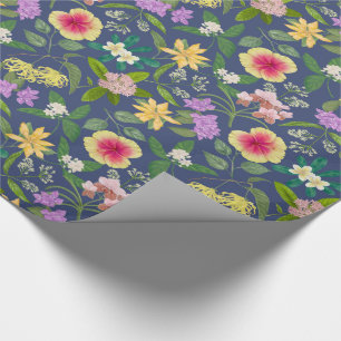 Handgeschilderde kleurrijke tropische bloemen patr cadeaupapier