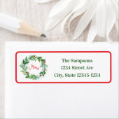 Handgeschilderde Krans Rode Rand MERRY Adres Etiket (Insitu)