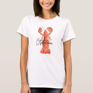 Handgeschilderde kreeft rivierkreeft schaaldier t-shirt