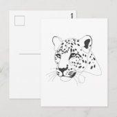 Handgeschilderde Leopard Minimalist Line Art Briefkaart (Voorkant / Achterkant)